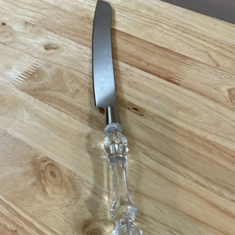 Vintage Fostoria Cake Knife Crystal Handle Stainless Steel 13.5”